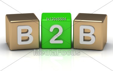 B2B Business To Business Symbol On Gold And Green Cubes Stock Photo