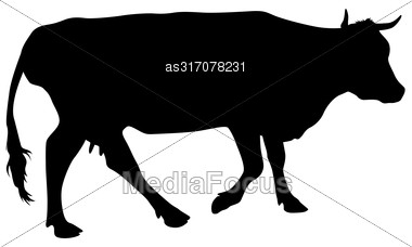 Black Silhouette Of Cash Cow On White Background Stock Photo
