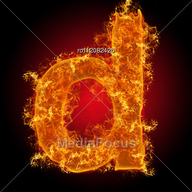 Fire Small Letter D On A Black Background Stock Photo