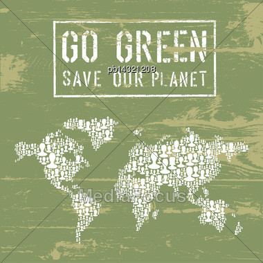 Go Green Conceptual Poster. Vector Stock Photo