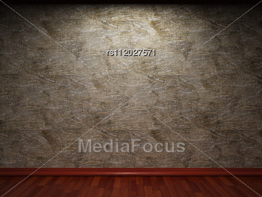 Illuminated Wooden Wall Made In 3D Graphics Stock Photo