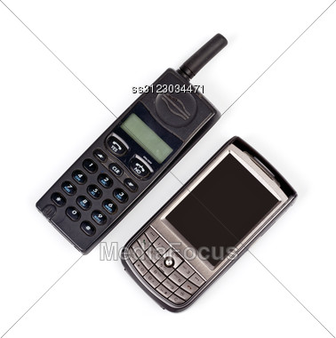Old And New Mobile Phones Stock Photo