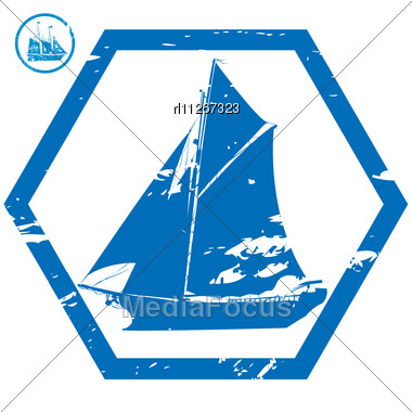 Ship Stamps Concept, Isolated Vectors Stock Photo