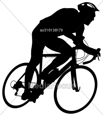 Silhouette Of A Cyclist Male. Vector Illustration Stock Photo