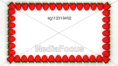 Strawberry Shaped Rectangle Frame Over White. Large Resolution. Other Fruits Are In My Portfolio Stock Photo