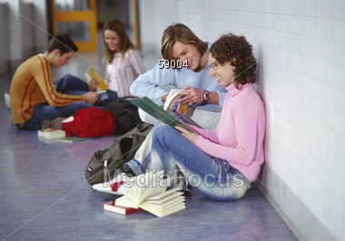Teenagers In The Hall Stock Photo