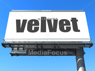Word Velvet On Billboard Stock Photo