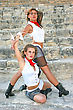 Stock Photo : Aerobics Stock Image: Beautiful Modern Dancers On The Ancient Stairs Of Kourion Amphitheatre In Cyprus