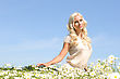 Stock Photo : Smiling Stock Photo: Beautiful Young Woman At The Meadow With Chamomiles.