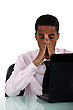 Stock Photo : Exhausted Stock Image: Black Businessman Having A Headache.