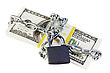 Stock Photo : Security Stock Photography: Dollars Chained And Locked In Isolation