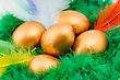 Easter Decorative Composition With Golden Eggs - stock image