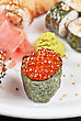 Stock Photo : Rice Stock Photography: Japanese Sushi Set With Red Caviar Sushi In The Foreground
