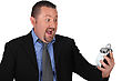Man Stunned At Alarm Clock - stock photography