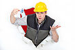 Men Coming Out Of Hole Paper Ticket In Hand