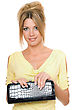 Stock Photo : Women Portraits Stock Photography: Portrait Of Lovely Young Blonde With A Handbag In Hands