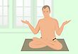 Exercise Realistic Illustration Of Yogas The Man Meditates In Sports Hall - stock illustration
