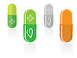 Set Of Capsules With Green Leaf