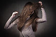Hair Models Studio Portrait Of Woman With Long Hair - stock photo