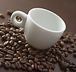 Stock Photo : Menu Pictures: White Cup On The Coffee Beans Background