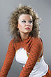 Hair Models Woman with curly hair looking beside - stock photography